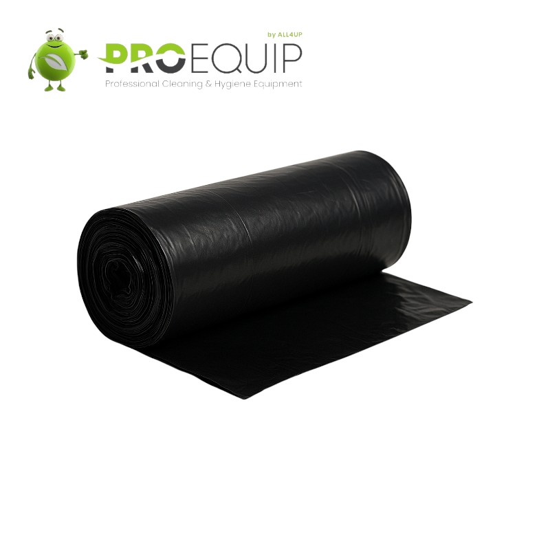 BD afvalzak 150L - 90x125cm - 50µ - Zwart - Geregenereerd - Doos van 10x10 zakken (Prijs/rol)